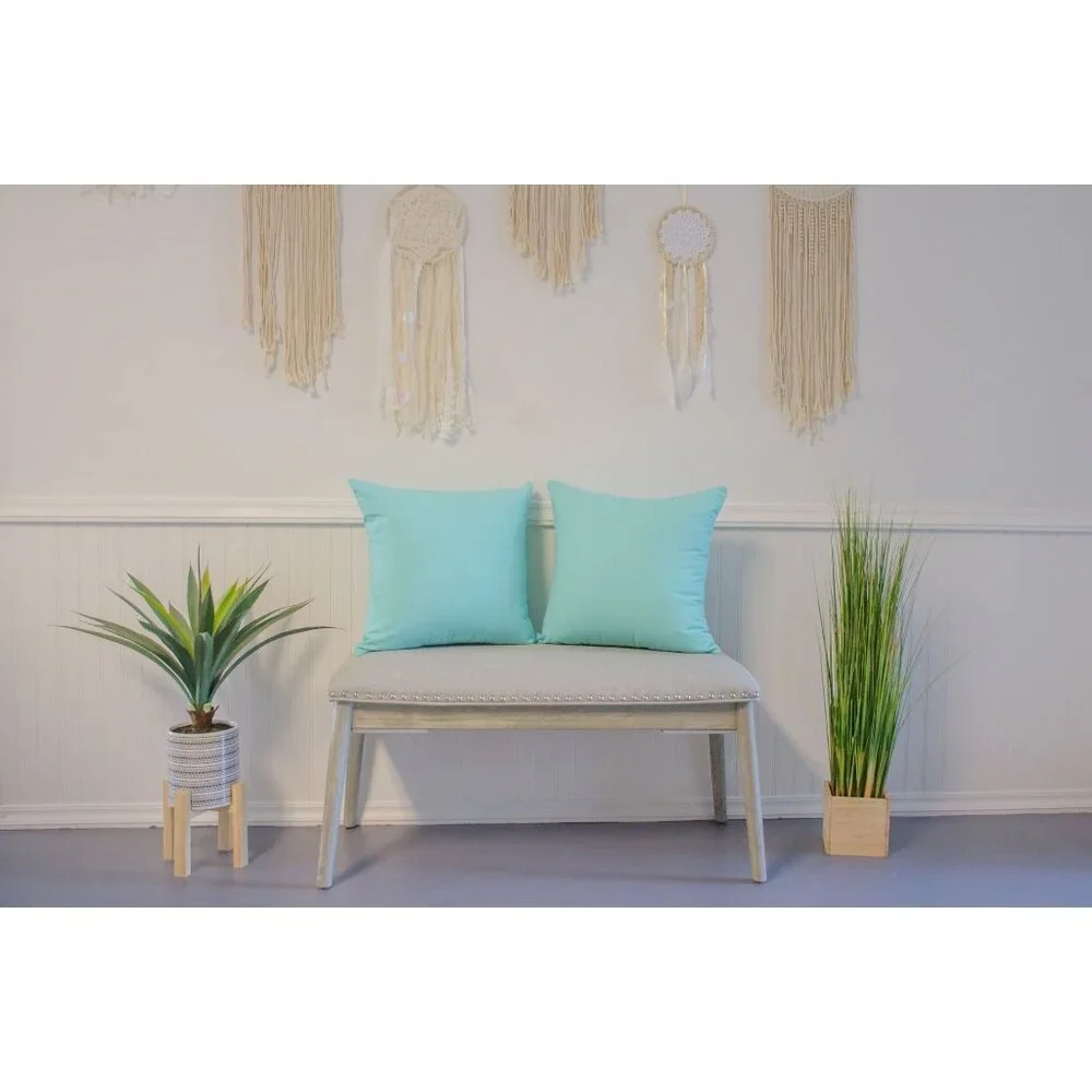 NEW Turquoise Throw Pillow Covers 2 Pack 100% Cotton Canvas 18x18 Pillow Cases